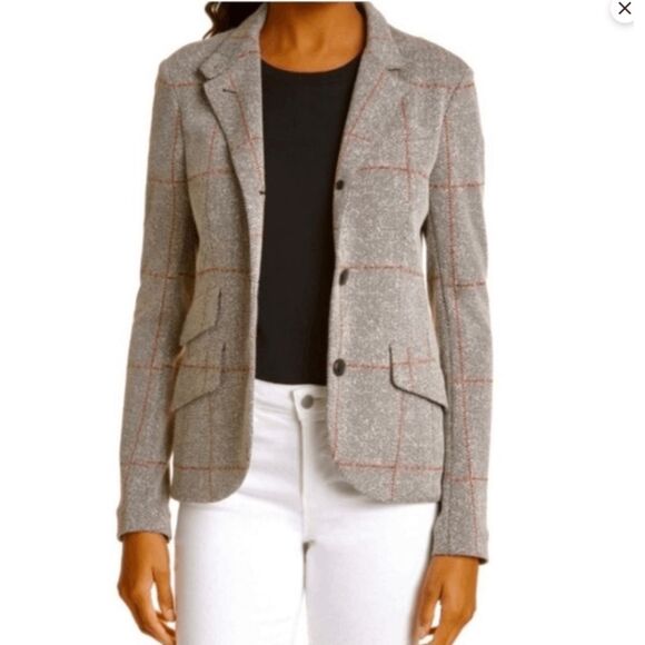 Rag & Bone Slade Blazer Gray Red Check Jacket, Size Medium, MSRP $600 - Picture 1 of 14